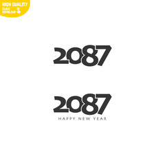 Creative Happy New Year 2087 Logo Design
