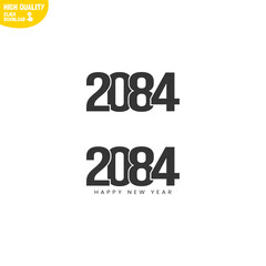 Creative Happy New Year 2084 Logo Design
