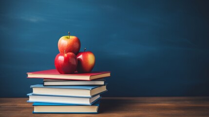 Apple and books for back  to  school