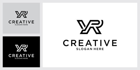 YR or RY initial letter logo design vector