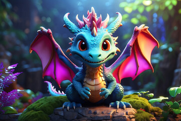 cute dragon with colorful fantasy