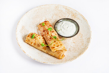 stuffed pancakes with sour cream