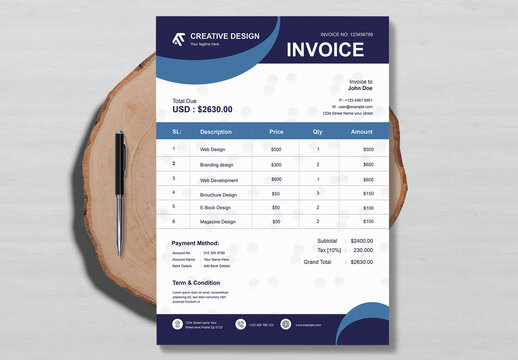 Modern And Simple Invoice Layout With Blue Color
