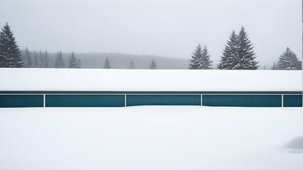 the minimalist beauty of a single, snow-covered rooftop.
