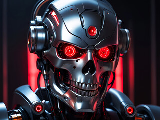 Evil Robot with Red Eyes