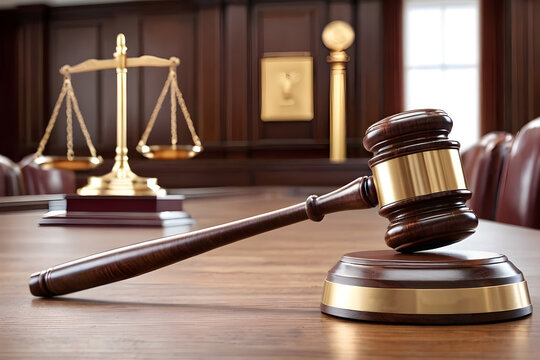 Ein Richterhammer im Gericht - Symbolbild für Recht und Ordnung - KI generiert