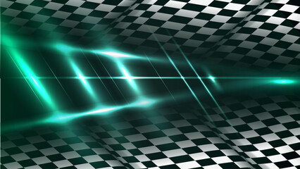 Naklejka premium Abstract Wallpaper of checkered racing flag with neon effects