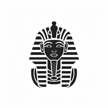 minimalist logo of a pharaoh - isolated on white background