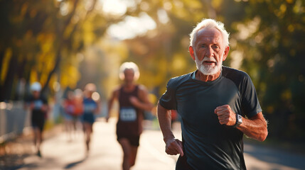 Fototapeta premium Senior Man Marathon Runner