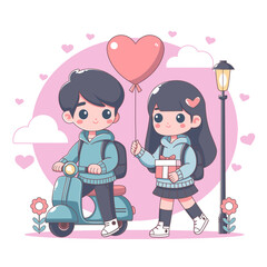 Cute couple flat design illustration