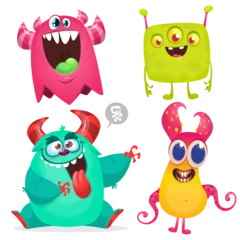 Fotobehang Cute cartoon Monsters. Set of cartoon monsters: goblin or troll, cyclops, ghost,  monsters and aliens. Halloween design. Vector illustration isolated © drawkman