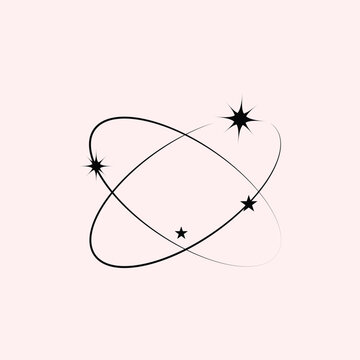 Y2k geometric shape, minimalist frame with stars. single Y2k geometric shape.