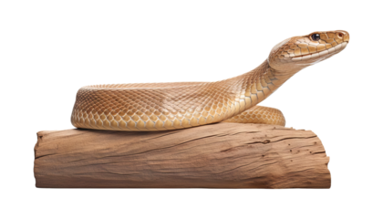 close up of a snake with log isolated on transparent background cutout
