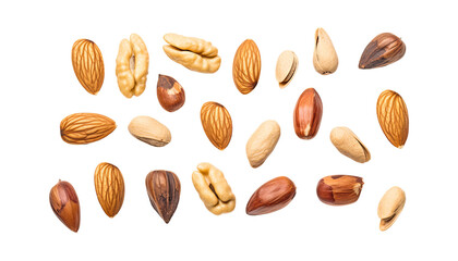Obraz premium collection of nuts isolated on transparent background cutout