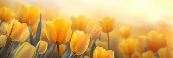 Spring background flowers tulips - obrazy, fototapety, plakaty