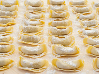 A kind of ravioli, casoncelli, home made traditional food of the Bergamo area, Italy. Delicious Italian food