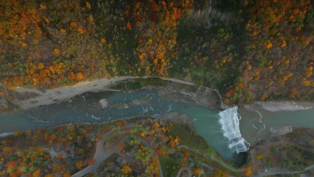 Aerial View of Letchworth State Park Waterfall