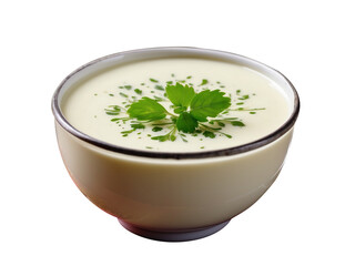 bowl of milk with mint