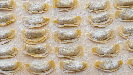 A kind of ravioli, casoncelli, home made traditional food of the Bergamo area, Italy. Delicious Italian food