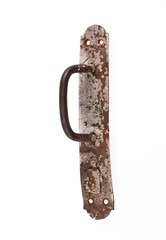 old rusty door handle isolated on white background