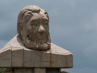 Statue en pierre de Paul kruger à la Paul kruger gate, Afrique du Sud