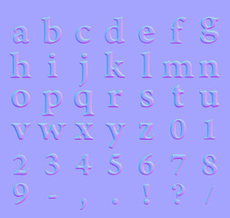 Normal map of alphabets and numbers.