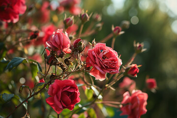 Obraz premium Pruning roses, detailed, careful, thorny. 