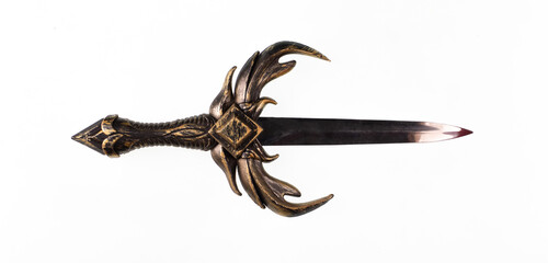 medieval forged sword isolated on white background