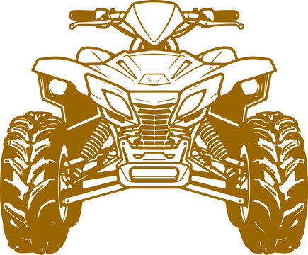 Front view of ATV quad-bike isolated logo vintage