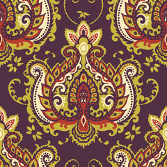 Damask style print, floral motif seamless pattern