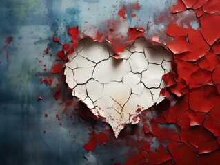 Abstract Love Concept Torn Heart on Aged Wall
