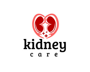 kidney care logo design template kidney with hands wrapped around it forming love