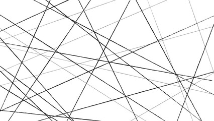Random chaotic lines abstract geometric pattern.  Black random diagonal line background. Geometric art random intersecting lines. Asymmetric irregular lines pattern. - obrazy, fototapety, plakaty