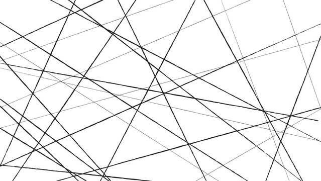 Random chaotic lines abstract geometric pattern.  Black random diagonal line background. Geometric art random intersecting lines. Asymmetric irregular lines pattern.