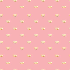Seamless gold heart on white background pattern. Luxury background. 3D vector rendering.