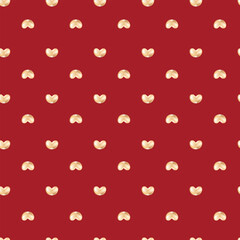 Seamless gold heart on white background pattern. Luxury background. 3D vector rendering.