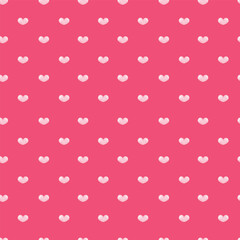 Seamless glossy heart on pink background pattern. Luxury background. 3D vector rendering.