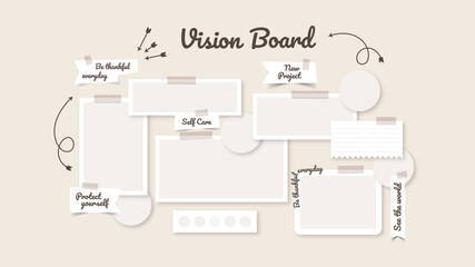 Vector photo collage template moodboard pictures grids vector illustration, vision board	

