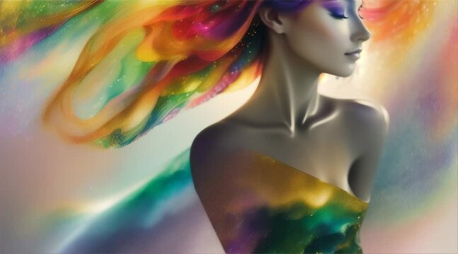 髪を風になびかせる女性｜A woman with her hair blowing in the wind