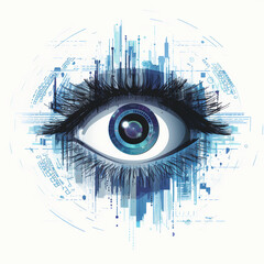 Human eye for biometric scan, secure identity concept 
