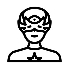 hero mask face line icon vector. hero mask face sign. isolated contour symbol black illustration