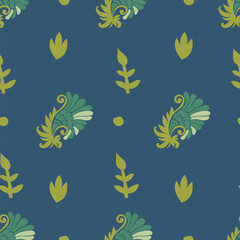 Retro flowers with leaves and blossom, vector