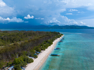 Fototapeta na wymiar Aerial view of the beach in Gili Meno Island, Indonesia