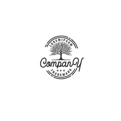 tree without leaves vintage badge label stamp logo vector illustration