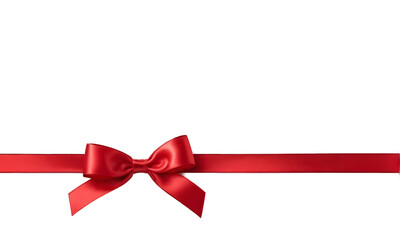 Red bow isolated on white background. PNG transparent.