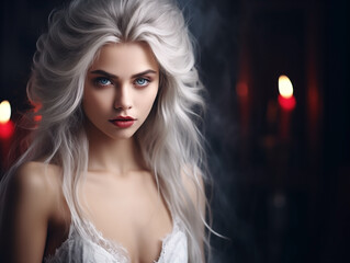 Fototapeta premium Beautiful gothic girl close-up, dark beauty