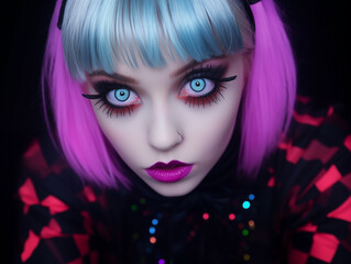 Obraz premium Beautiful gothic girl close-up, dark beauty
