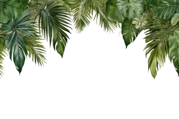 Tropical palm leaves background texture or pattern. Generative AI