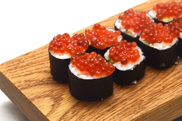 sushi with chopsticks