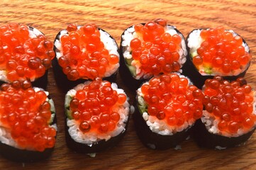 sushi with caviar